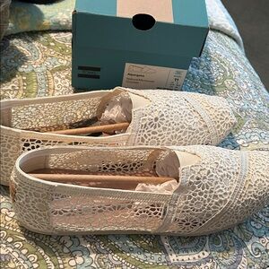 Toms Women's Crochet Espadrille Slip-Ons in Natural/Cream
